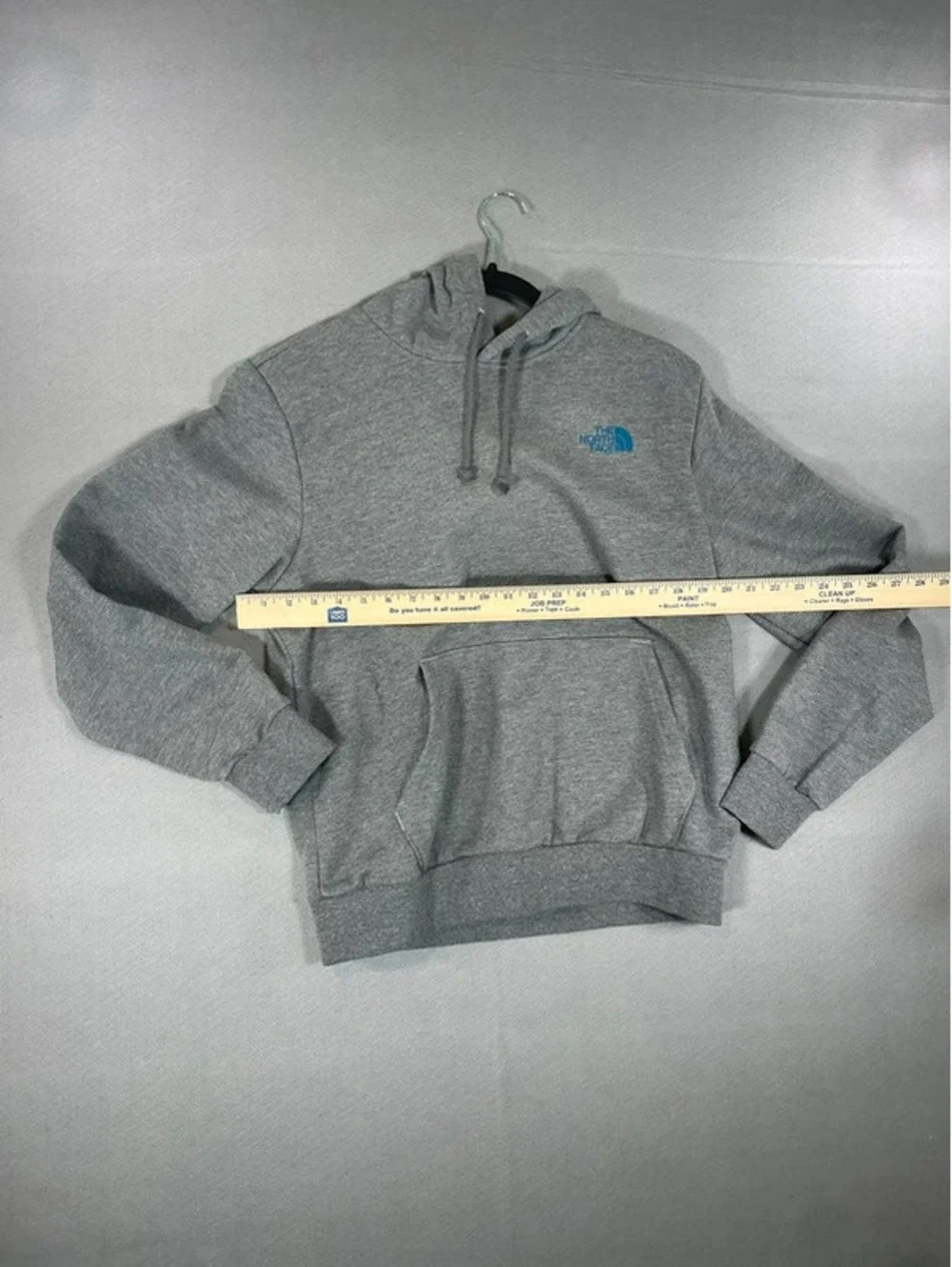 The North Face Gray Hoodie with Logo Print and Front Pocket